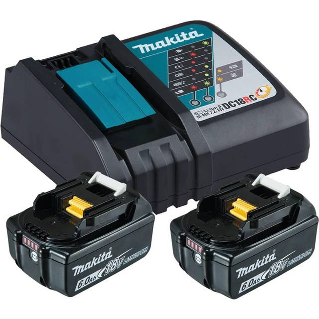 Billede af Makita 18V batteri oplader Strømkildesæt 2x Batterier 6,0 Ah